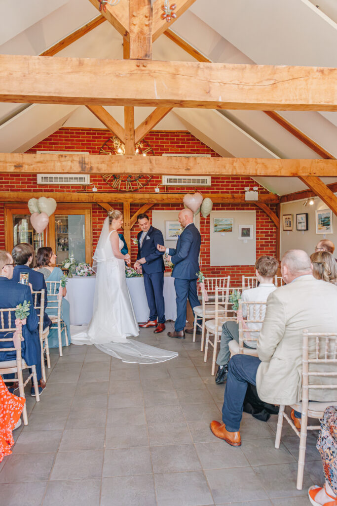 Katie and Joe Dinton Pastures Wedding wedding ceremony at dinton pastures by Georgia Anne Photography