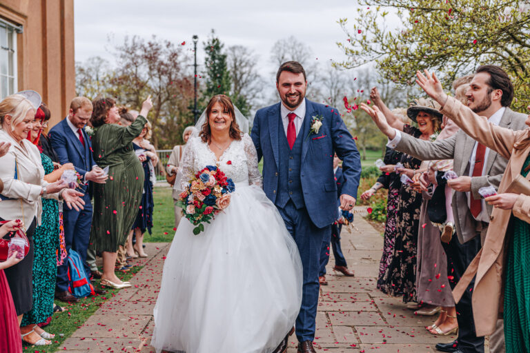Confetti throw at Himley Hall wedding venue west midlands wedding photographer